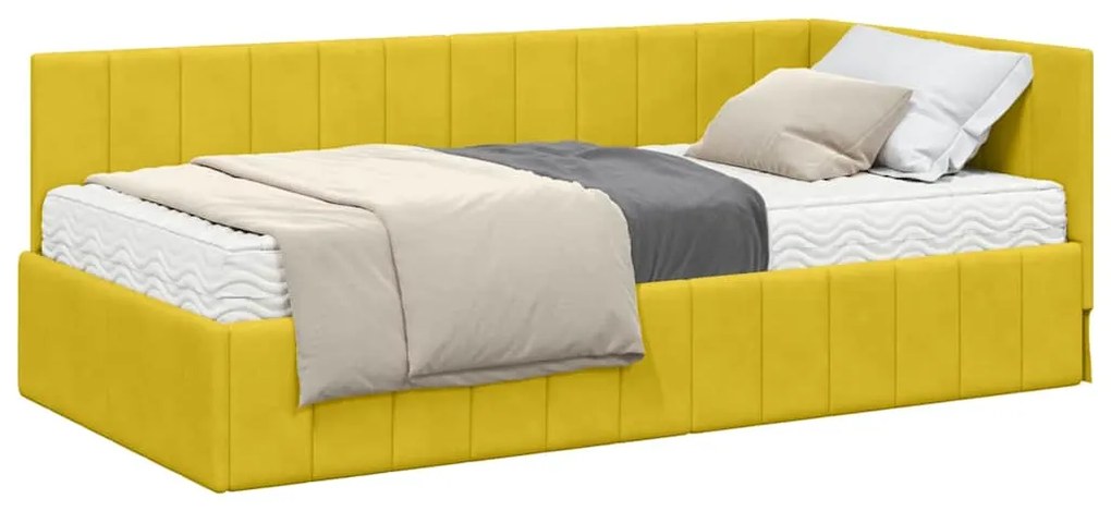 vidaXL Κρεβάτι Γωνίας με στρώμα Κίτρινο 90 x 200 cm Βελούδο