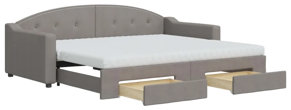Καναπές Κρεβάτι Συρόμενος Taupe 90x200 εκ. Ύφασμα &amp; Συρτάρια - Μπεζ-Γκρι