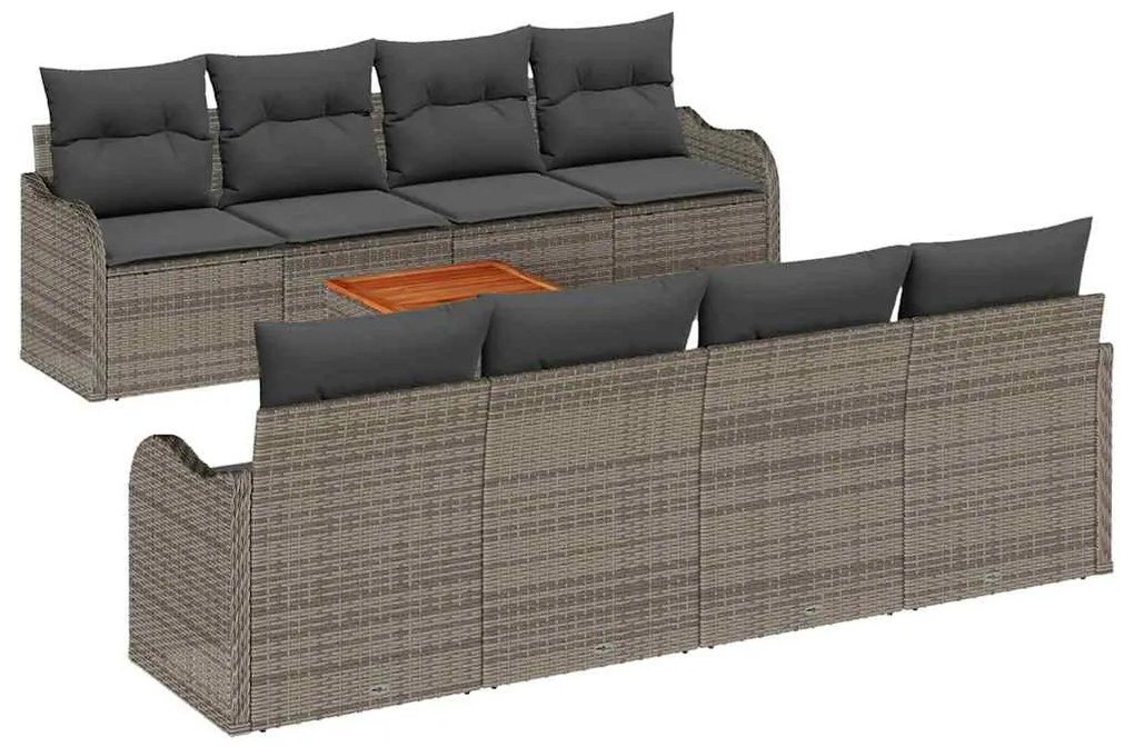 vidaXL Σετ Καναπέ Κήπου με μαξιλάρι 9 pcs Γκρι συνθετικό ρατάν