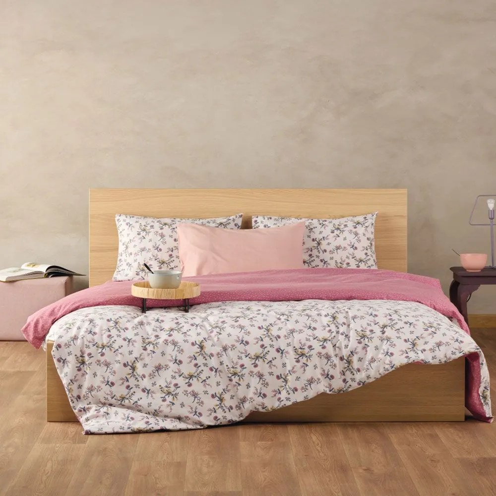 Παπλωματοθήκη Φανελένια Ronette 42 (Σετ 2τμχ) Beige-Pink Kentia Μονό 160x240cm 100% Cotton