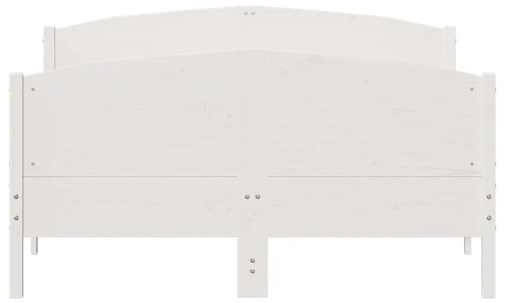 Πλαίσιο Κρεβατιού με Κεφαλάρι Λευκό 160x200 εκ. από Μασίφ Πεύκο - Λευκό