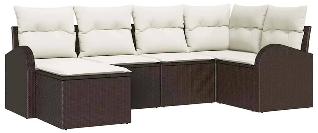 vidaXL Σετ Καναπέ Κήπου με μαξιλάρι 6 pcs Καφέ Πολυ ράταν