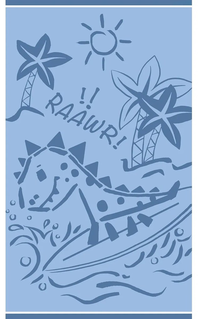 Πετσέτα Θαλάσσης Βαμβακερή Velour Blue 70x120εκ. Dinosaur Surfer Melinen 20004886