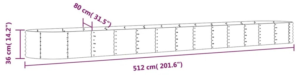 vidaXL Ζαρντινιέρα Γκρι 512x80x36 εκ. Γαλβανισμένος χάλυβας