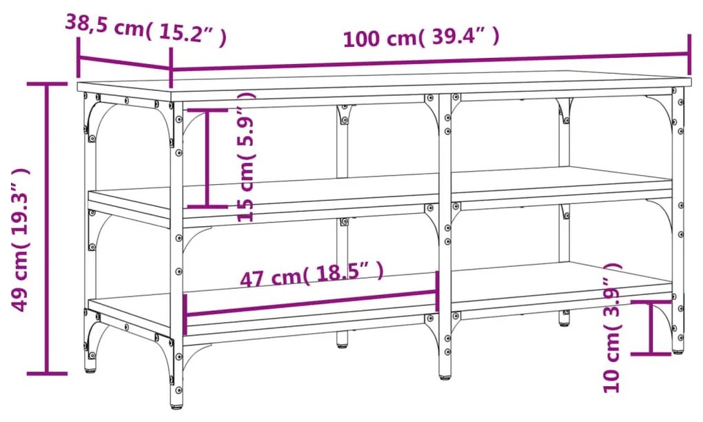 Παπουτσοθήκη Γκρι Sonoma 100x38,5x49 εκ. από Επεξεργασμένο Ξύλο - Γκρι