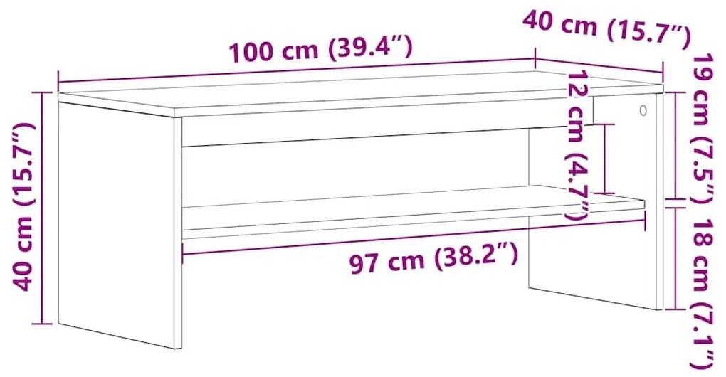 Έπιπλο Τηλεόρασης Sonoma Δρυς 100x40x40 εκ. από Μοριοσανίδα - Καφέ