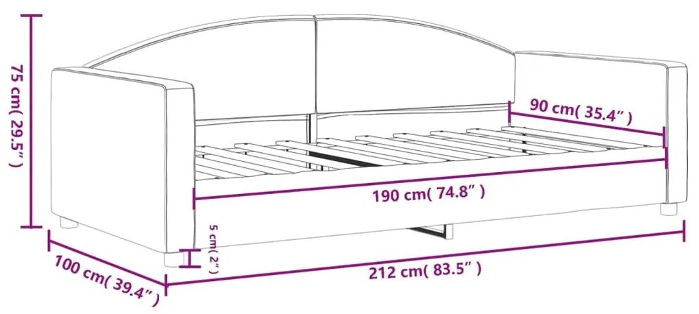 Καναπές Κρεβάτι Μαύρος 90 x 190 εκ. Υφασμάτινος - Μαύρο