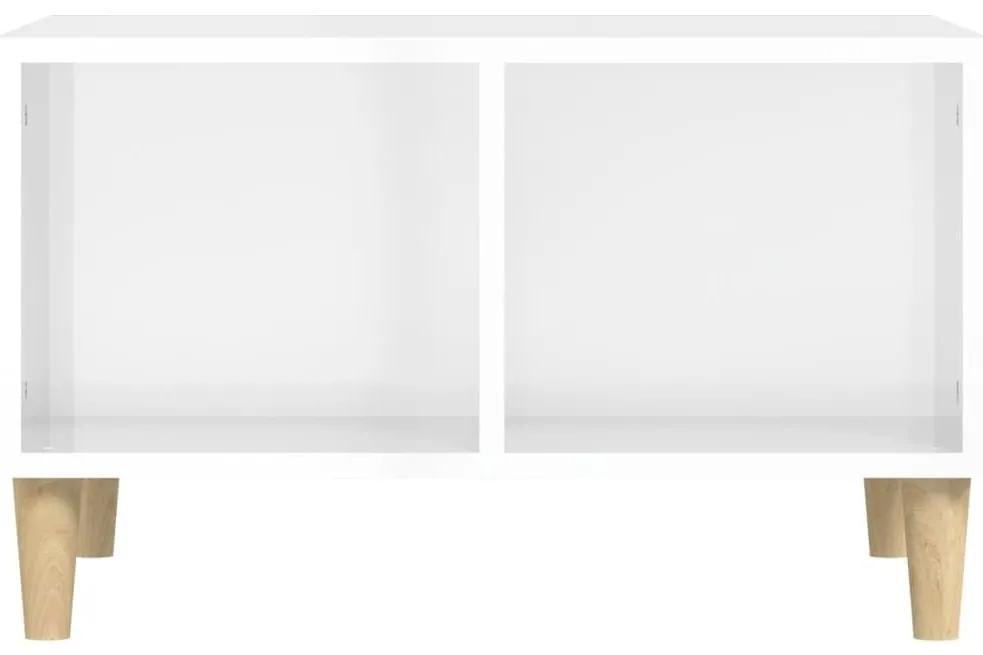 Τραπεζάκι Σαλονιού Γυαλ. Λευκό 60x50x36,5 εκ. Επεξεργ. Ξύλο - Λευκό
