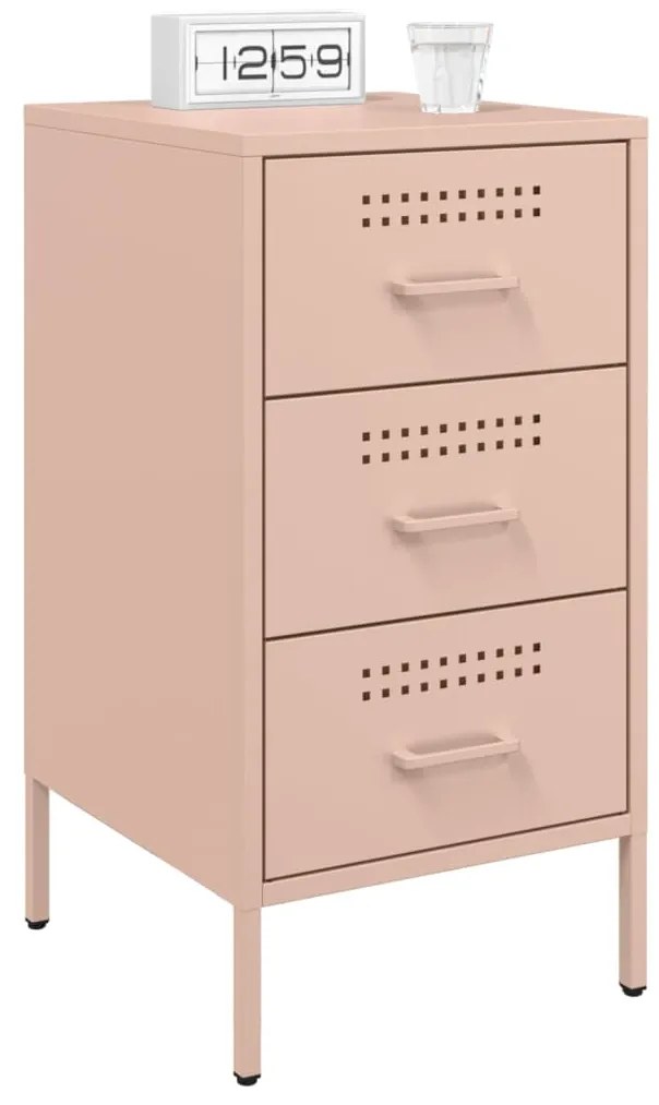 Κομοδίνο Ροζ 36x39x68 εκ. από Χάλυβα 843080