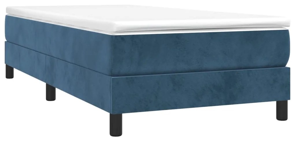 vidaXL Κρεβάτι Boxspring με Στρώμα Σκούρο Μπλε 80 x 200 εκ. Βελούδινο