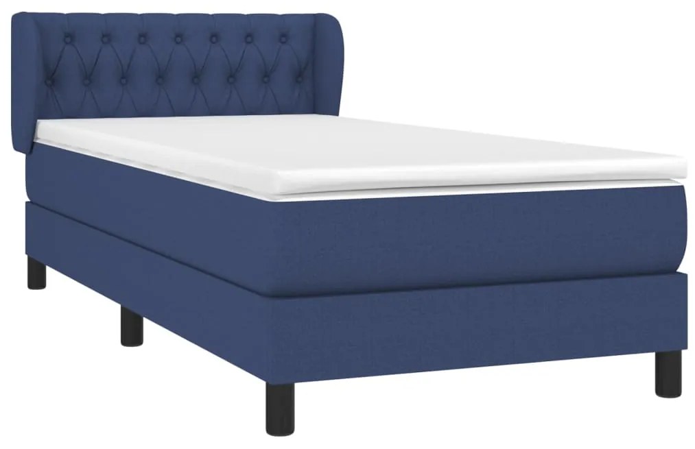 vidaXL Κρεβάτι Boxspring με Στρώμα Μπλε 100 x 200 εκ. Υφασμάτινο