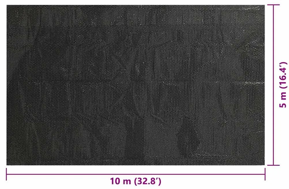 vidaXL Ορθογώνιο Ισοθερμικό Κάλυμμα Πισίνας 10x5m Μαύρο