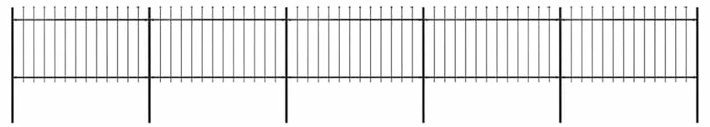 vidaXL Φράχτης Κήπου με Κορυφή Δόρυ από Ατσάλι 892,5 x 100 εκ. Μαύρος