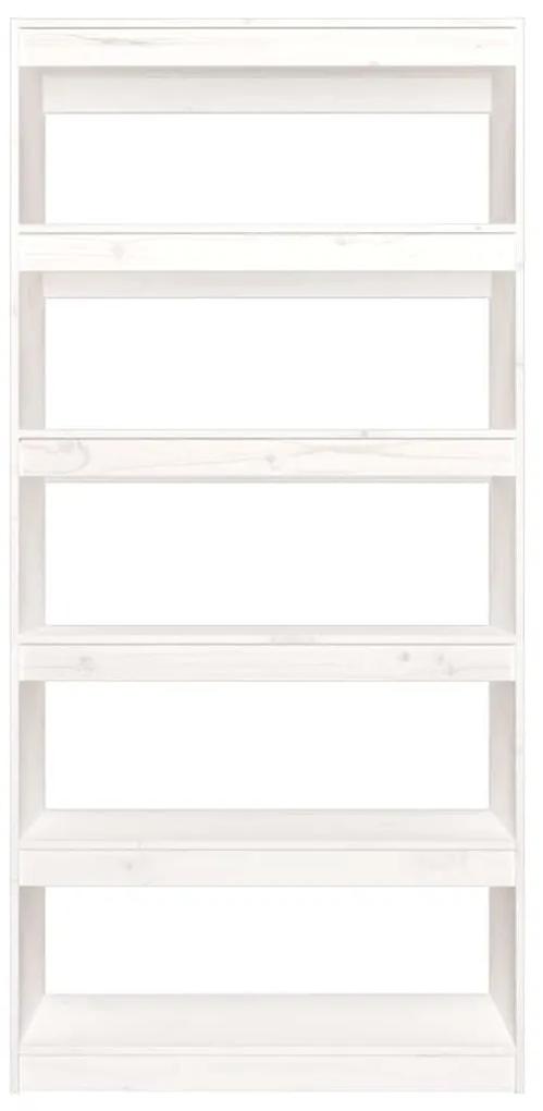 Βιβλιοθήκη/Διαχωριστικό Χώρου Λευκή 80x30x167,4 εκ. Μασίφ Πεύκο - Λευκό