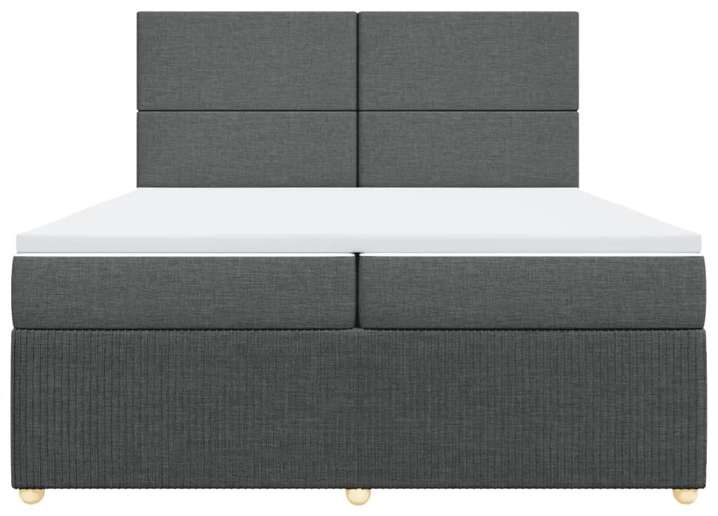 Κρεβάτι Boxspring με Στρώμα Σκούρο Γκρι 200x200 εκ. Υφασμάτινο - Γκρι