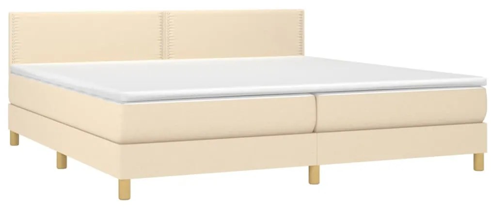 vidaXL Κρεβάτι Boxspring με Στρώμα & LED Κρεμ 200x200 εκ. Υφασμάτινο