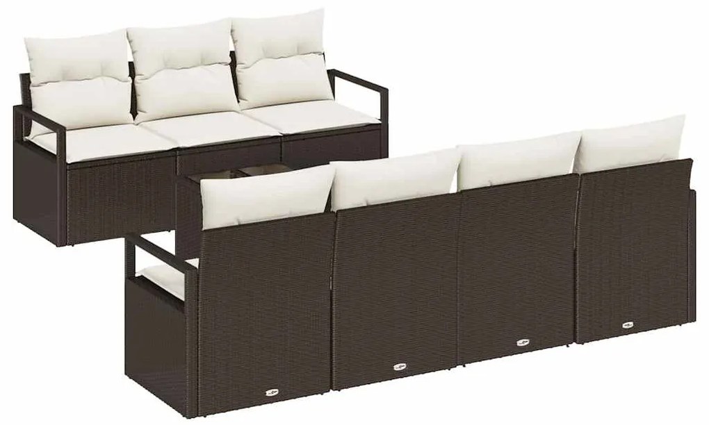 vidaXL Σετ Καναπέ Κήπου με μαξιλάρι 8 pcs Καφέ, Κρέμα 55 x 55 x 37 εκ