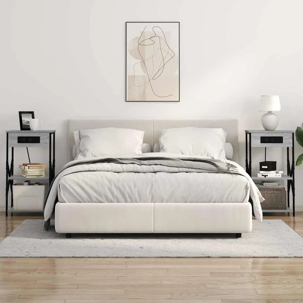 vidaXL Κομοδίνο 2 pcs Γκρι sonoma 41 x 31 x 76 εκ. Επεξεργασμένο ξύλο