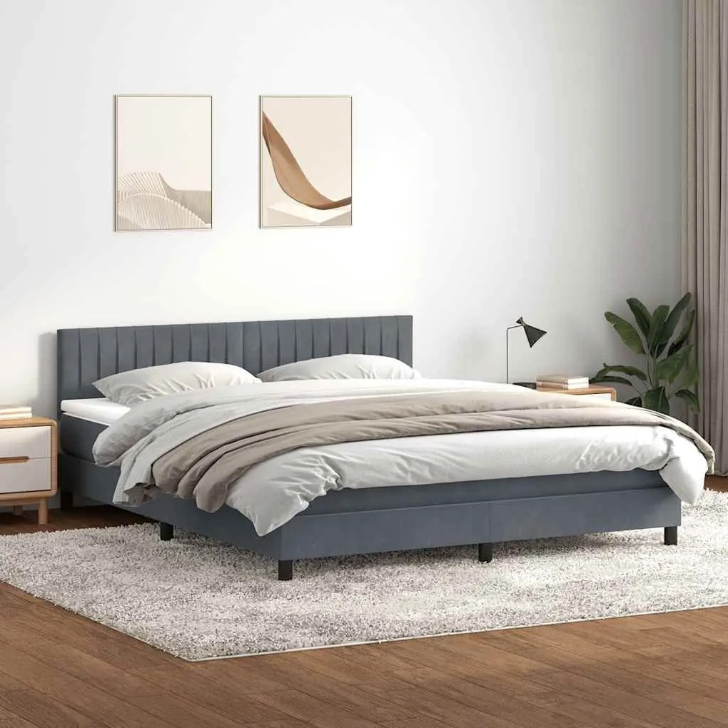 BOX SPRING ΚΡΕΒΑΤΙ ΜΕ ΣΤΡΩΜΑ ΣΚΟΥΡΟ ΓΚΡΙ 180X220 ΕΚ. ΒΕΛΟΥΔΙΝΟ 3317134