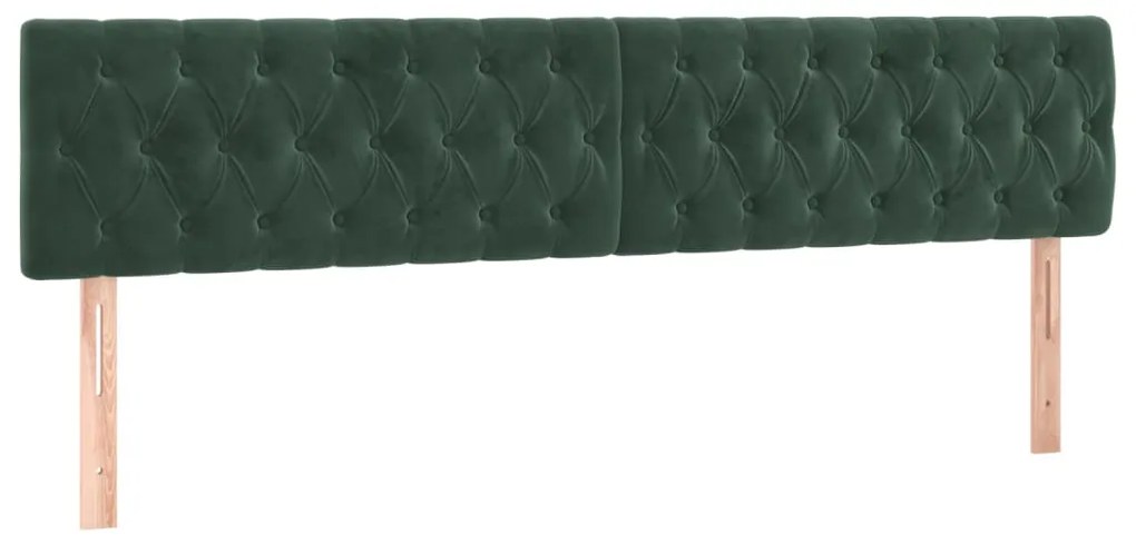 Κρεβάτι Boxspring με Στρώμα &amp; LED Σκ. Πράσινο 180x200εκ Βελούδο - Πράσινο