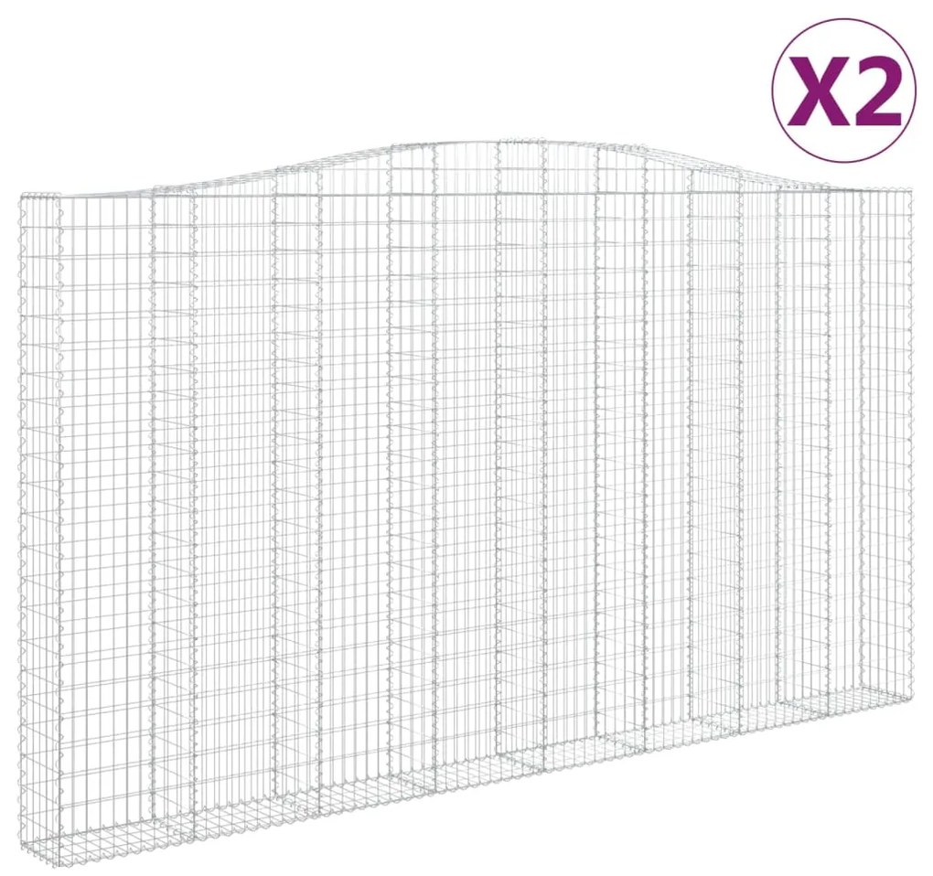 vidaXL Συρματοκιβώτια Τοξωτά 2 τεμ. 400x30x220/240 εκ. Γαλβαν. Ατσάλι