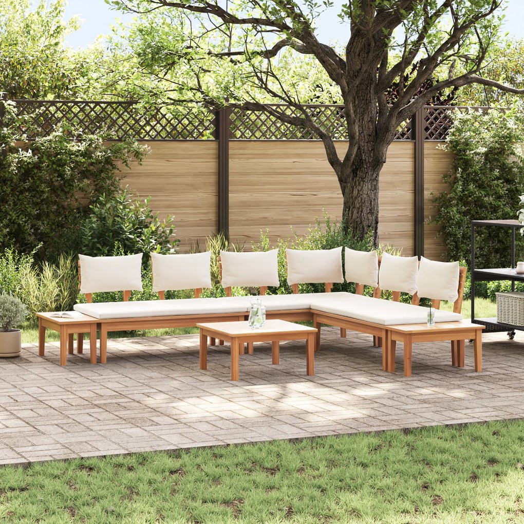 vidaXL Σετ Παγκάκι Κήπου 4 pcs Καφέ και Κρέμα 2 θέσεων Μέγεθος: Μεσαίο