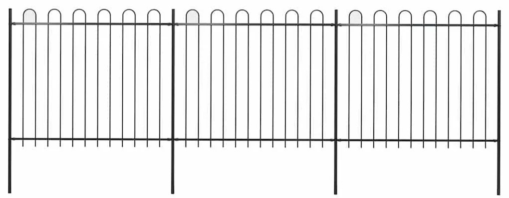 vidaXL Φράχτης Κήπου με Κορυφή από Ατσάλι 537 x 150 εκ. Μαύρος