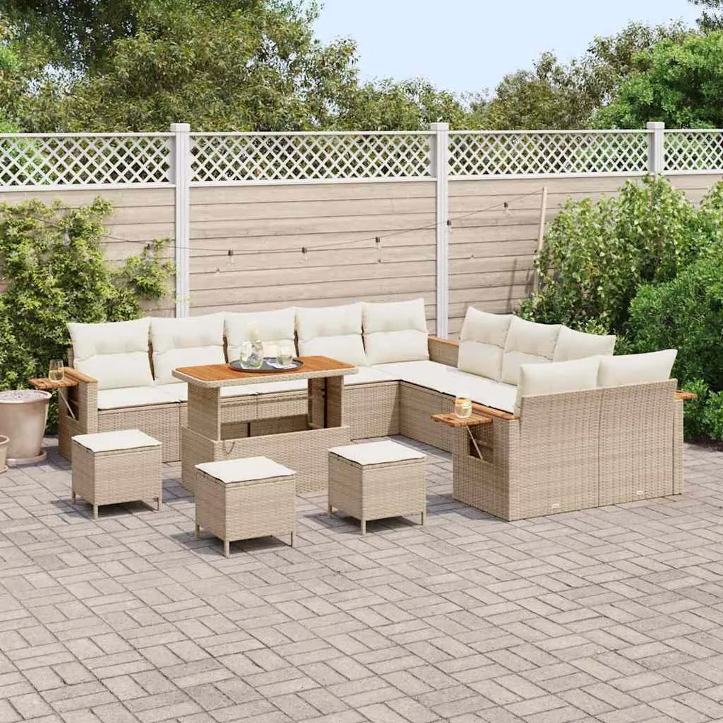 vidaXL Σετ Καναπέ Κήπου 14 pcs μπεζ και κρεμ 110 x 55 x 71 εκ