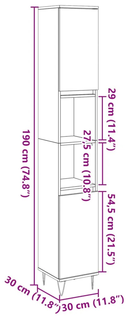 ΝΤΟΥΛΑΠΙ ΜΠΑΝΙΟΥ ΓΚΡΙ ΣΚΥΡΟΔΕΜΑΤΟΣ 30X30X190 ΕΚ. ΕΠΕΞ. ΞΥΛΟ 857198