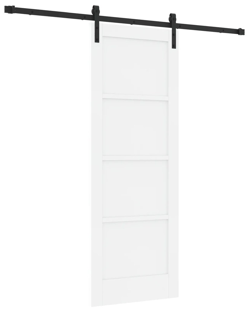 vidaXL Συρόμενη Πόρτα με Σετ Υλικών Λευκή 73.5x198.5 εκ. Συμπαγές Ξύλο Πεύκο
