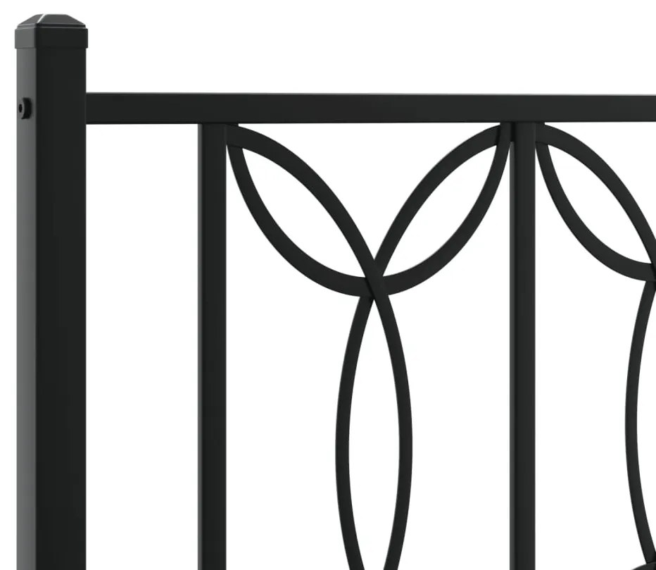 vidaXL Πλαίσιο Κρεβατιού με Κεφαλάρι&amp;Ποδαρικό Μαύρο 75x190 εκ. Μέταλλο