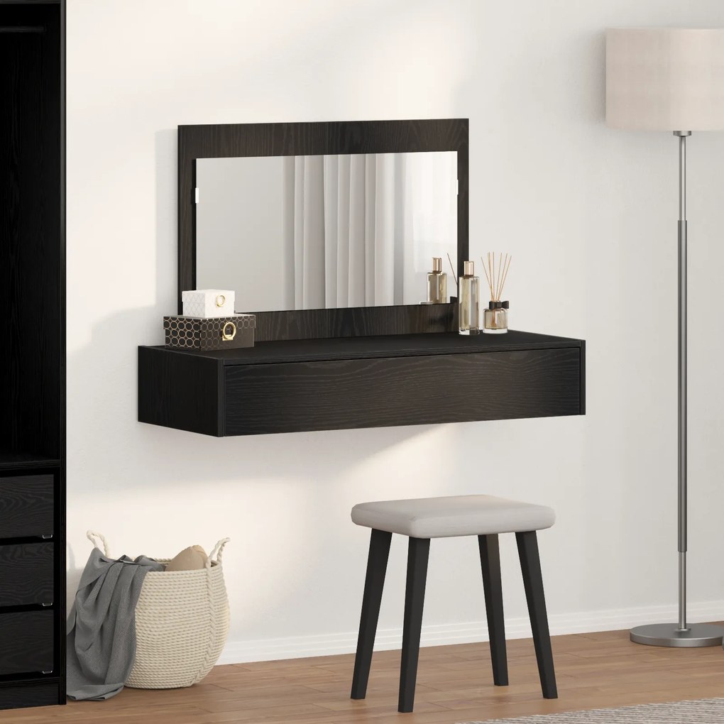 vidaXL Τοίχου Τραπέζι Μακιγιάζ σε Μαύρο Ξύλο, 100x40x70 εκ