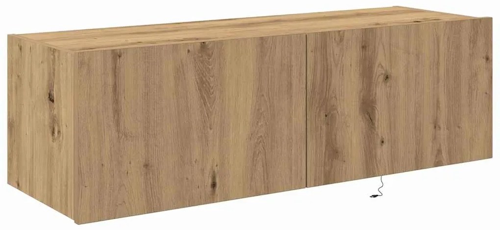 vidaXL Ντουλάπι τοίχου για τηλεόραση με LED φωτισμό από καστανό δρυ 100x35x31 εκ.