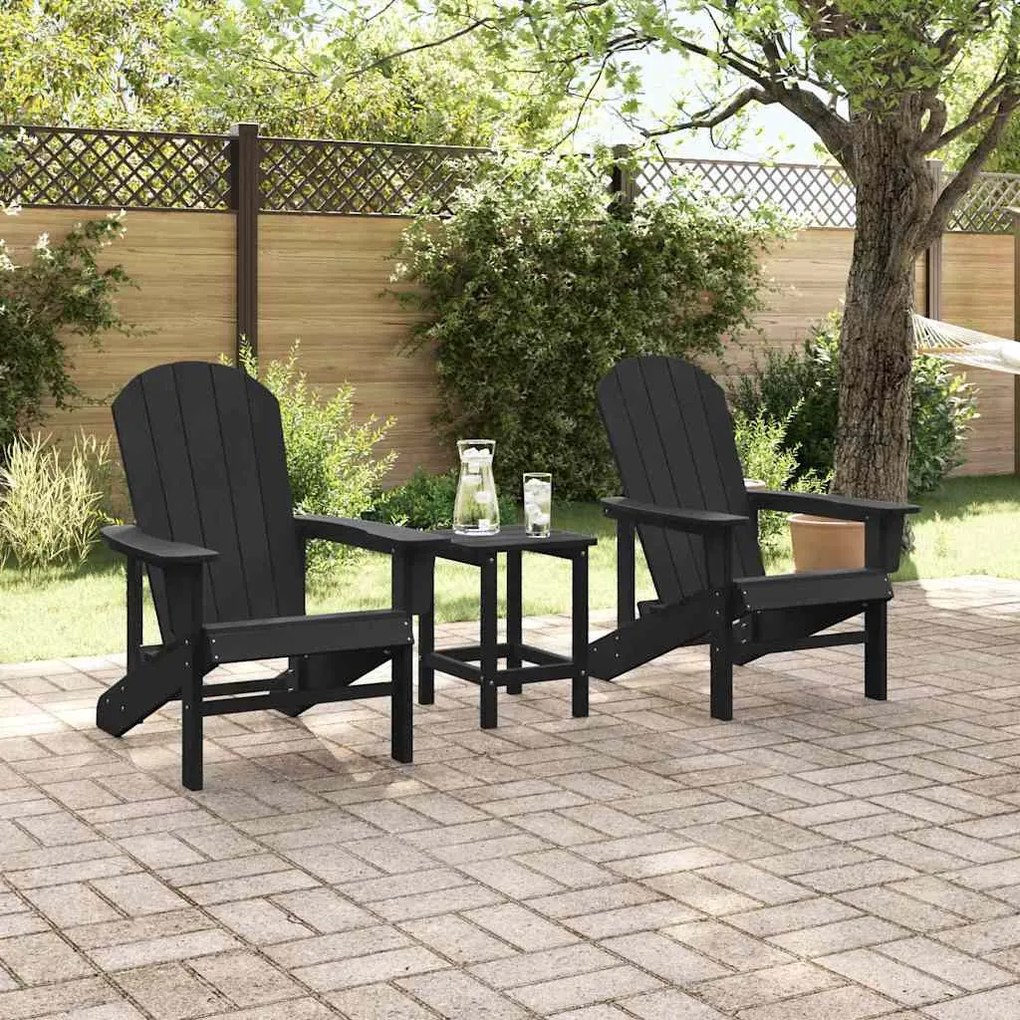 vidaXL Έπιπλα Χαλάρωσης Κήπου 3 pcs Μαύρο 38 x 38 x 46cm Πολυαιθυλένιο