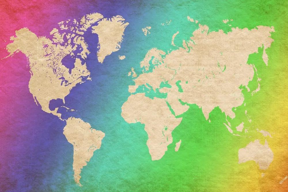 Εικόνα στον παγκόσμιο χάρτη παστέλ από φελλό - 90x60  color mix