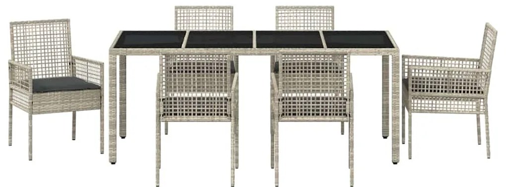 vidaXL Σέτ φαγητού για κήπο 7 pcs Ανοιχτό γκρι συνθετικό ρατάν
