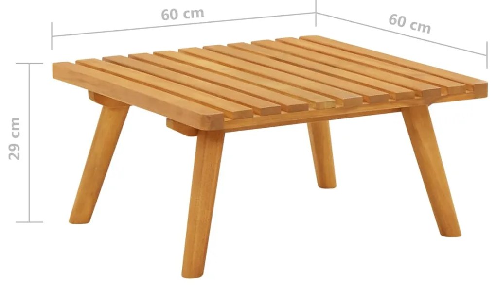 vidaXL Υποπόδιο Κήπου 60x60x29 εκ. από Μασίφ Ξύλο Ακακίας με Μαξιλάρι