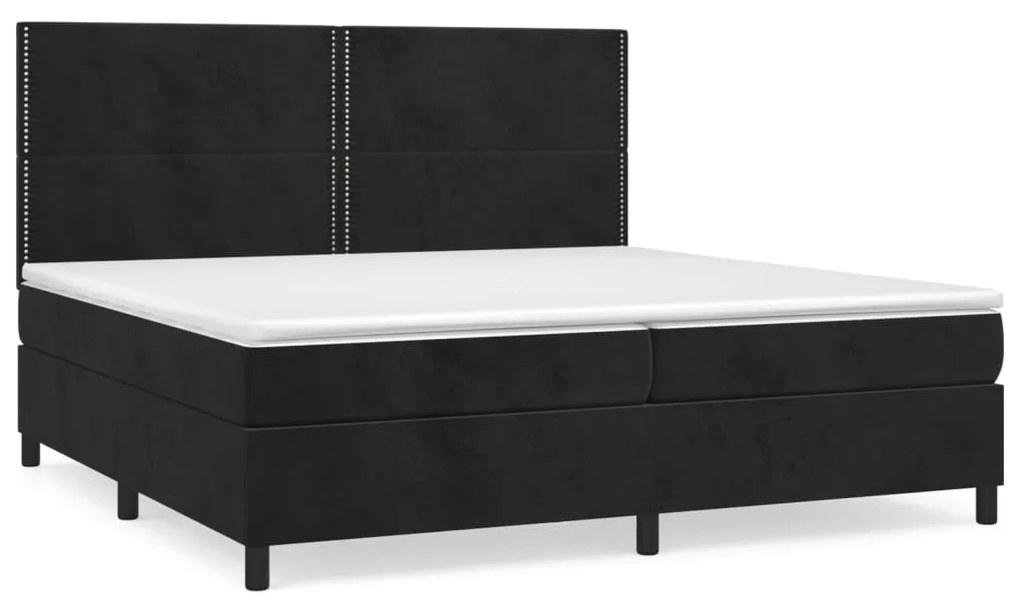 vidaXL Κρεβάτι Boxspring με Στρώμα Μαύρο 200x200 εκ. Βελούδινο