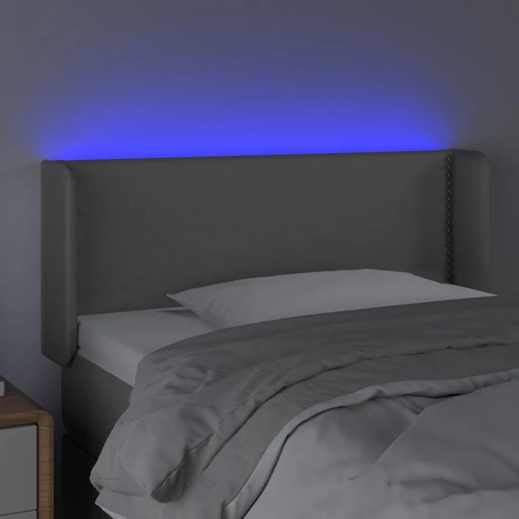 vidaXL Κεφαλάρι Κρεβατιού LED Γκρι 93x16x78/88 εκ. από Συνθετικό Δέρμα