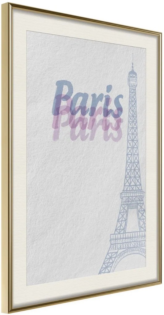 Αφίσα - Pastel Paris - 20x30 - Χρυσό - Με πασπαρτού