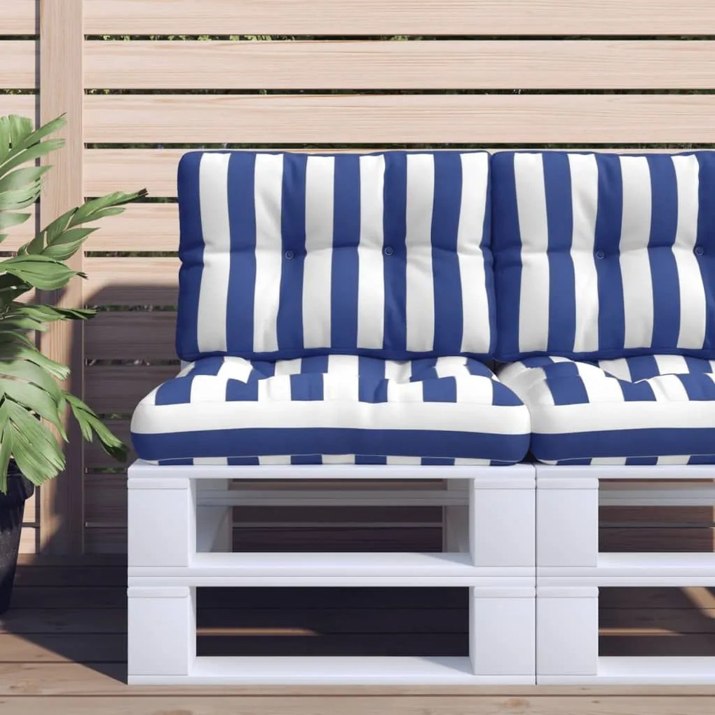 Μαξιλάρι Παλέτας Μπλε &amp; Λευκό Ριγέ 50 x 40 x 12 εκ. Υφασμάτινο 360550