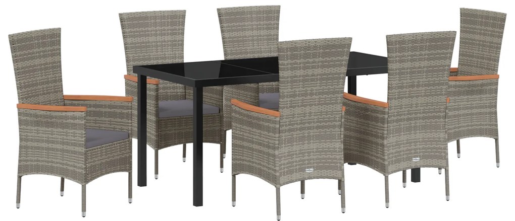 vidaXL Σετ Τραπεζαρίας Κήπου 7 Τεμαχίων 7 pcs Γκρι 160 x 80 x 73 εκ