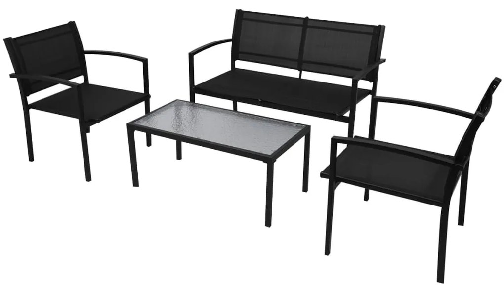 vidaXL Σαλόνι Κήπου 4 Τεμαχίων Μαύρο από Textilene