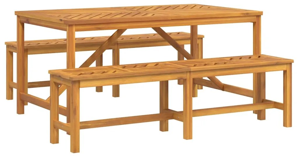vidaXL Σέτ φαγητού για κήπο 3 pcs Καφέ 150 x 90 x 74 cm