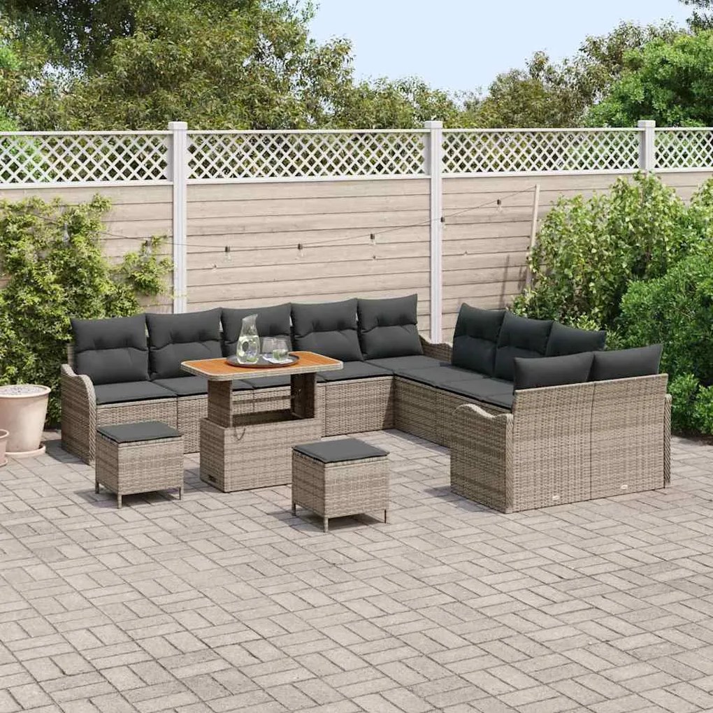 vidaXL Σετ Καναπέ Κήπου 13 pcs Γκρι συνθετικό ρατάν