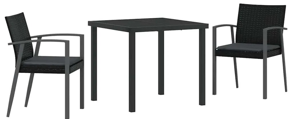 vidaXL Σέτ φαγητού για κήπο 3 pcs Μαύρο και Γκρι Ράτα PE