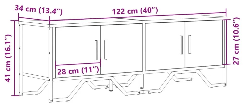 Έπιπλο Τηλεόρασης Καπνιστή Δρυς 122x34x41εκ. Επεξεργασμένο Ξύλο - Καφέ