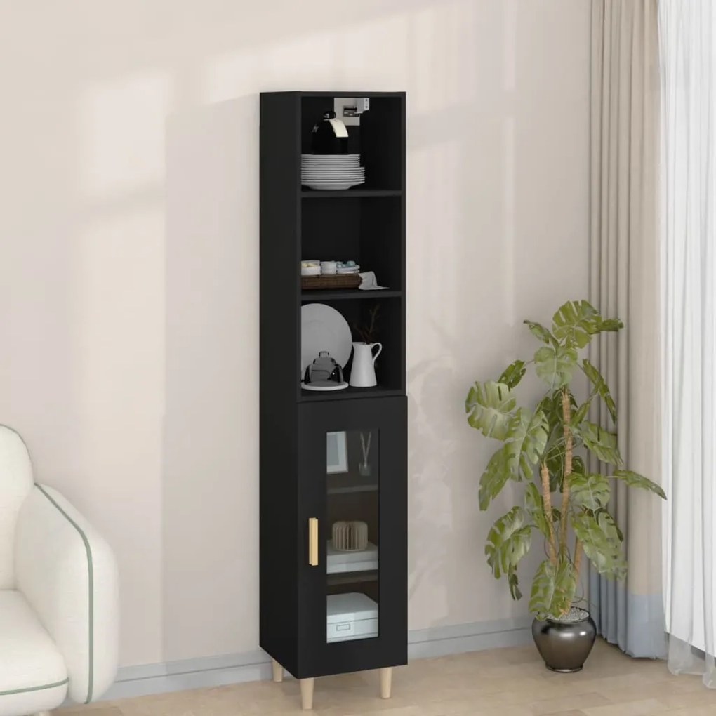 vidaXL Ντουλάπι Μαύρο 34,5 x 34 x 180 εκ. από Επεξεργασμένο Ξύλο