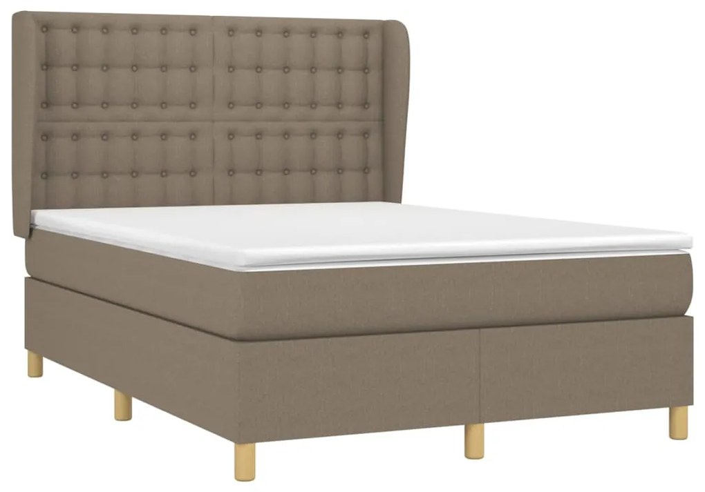 Κρεβάτι Boxspring με Στρώμα Taupe 140x200 εκ. Υφασμάτινο - Μπεζ-Γκρι