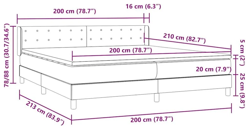 Κρεβάτι Boxspring με Στρώμα Σκούρο Μπλε 200x220 εκ. Βελούδινο - Μπλε